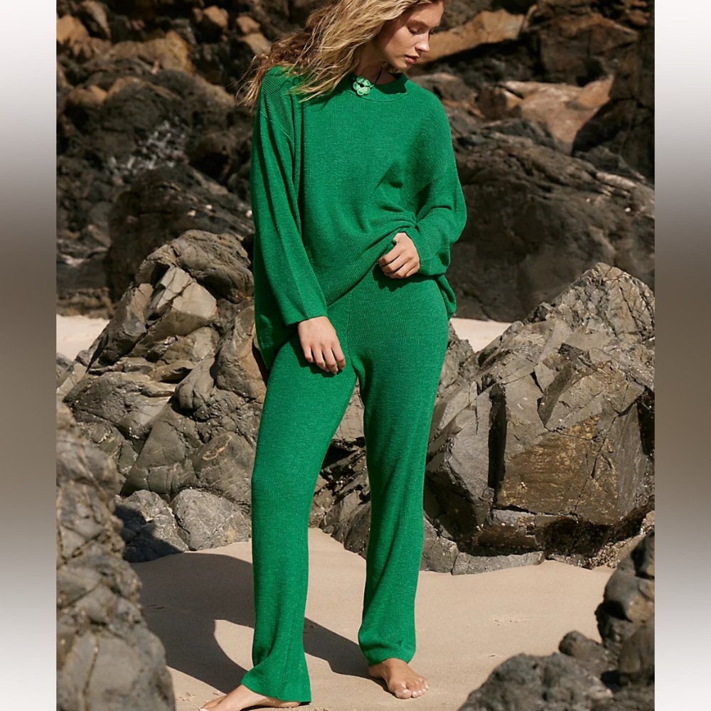 Free People Green Sweater and Pant set